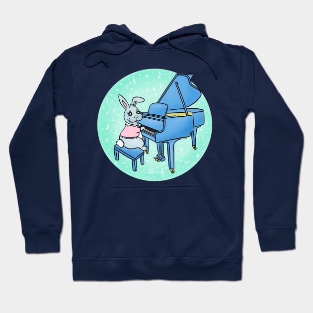 Bunny playing piano Hoodie by doodletokki